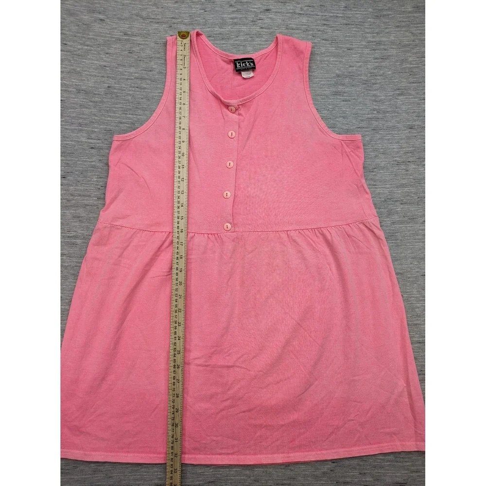Kicks USA Made Dress Sleeveless Casual Pink Sundress Summer Large Neon 90s y2k‎
